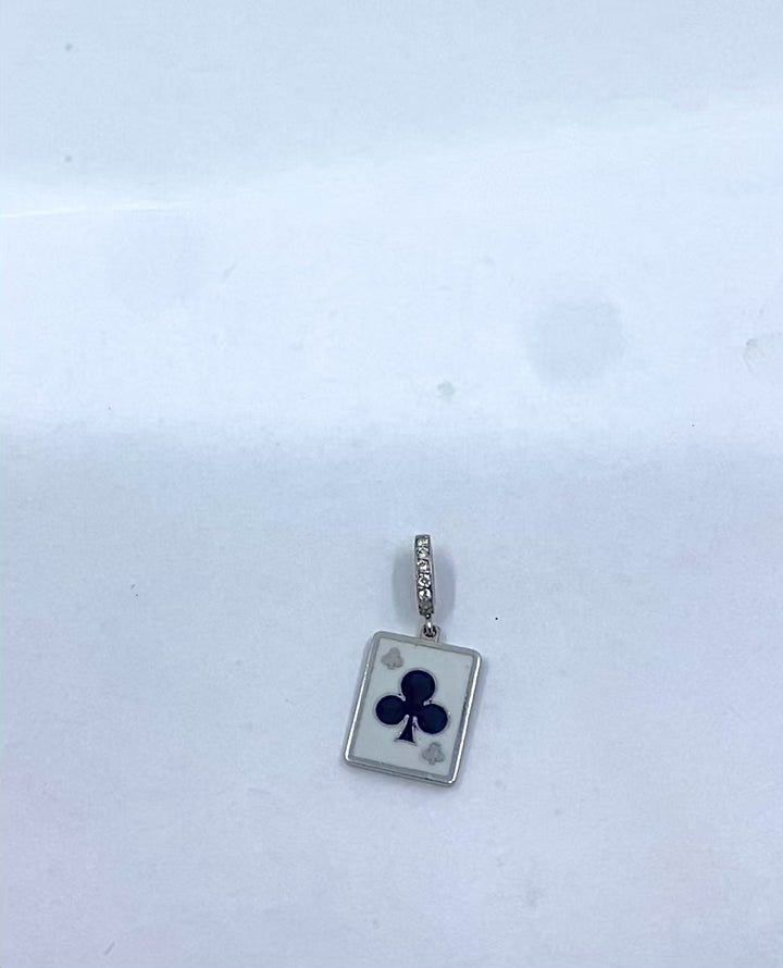 Vintage 12k Gold Playing Card Club Charm Pavé Diamond Bail