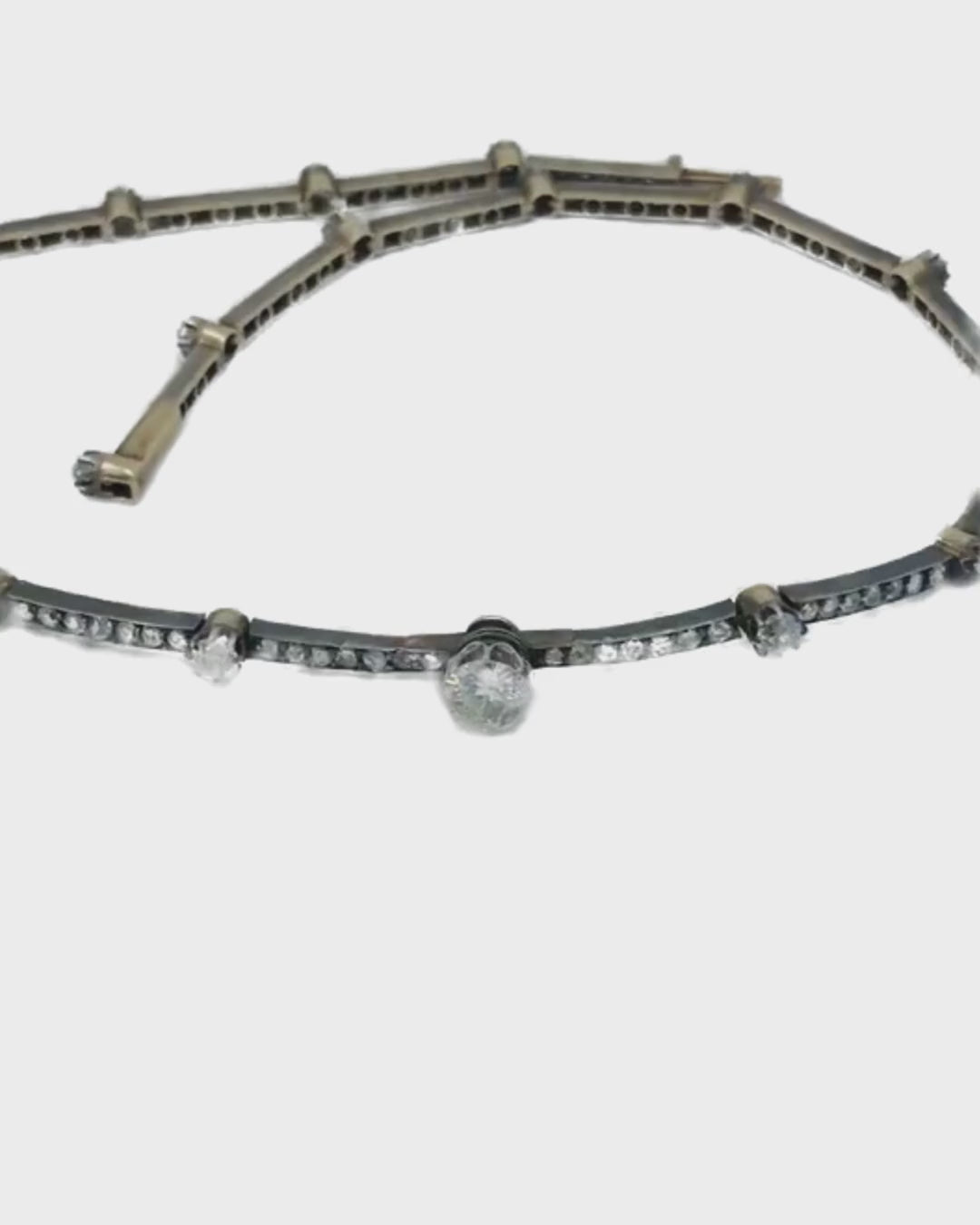Antique 18k Gold Silver Diamond Choker Necklace French Jewelry