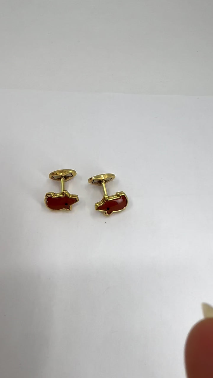 Vintage Tiffany & Co. Cufflinks 18k Gold Coral Hog Motif