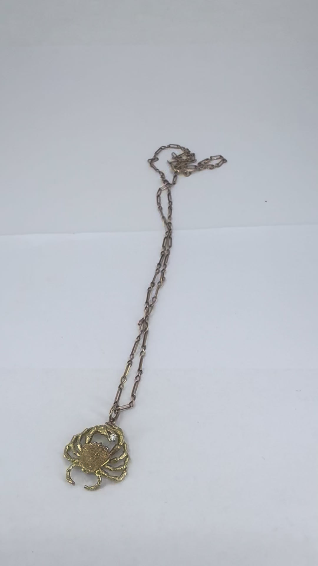 George Lederman 18k Gold Diamond Cancer Crab Pendant Necklace