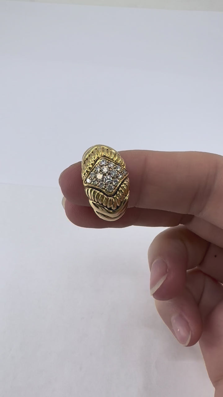 Vintage Boucheron 18k Gold Diamond Dome Ring