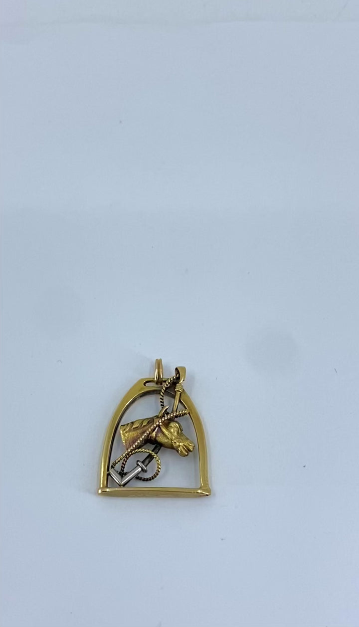 Vintage 14k Gold Horse Head Pendant Equestrian Jewelry