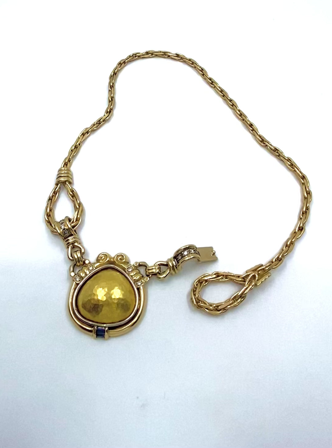 Chaumet Gold Pendant Necklace Diamond Vintage Jewelry