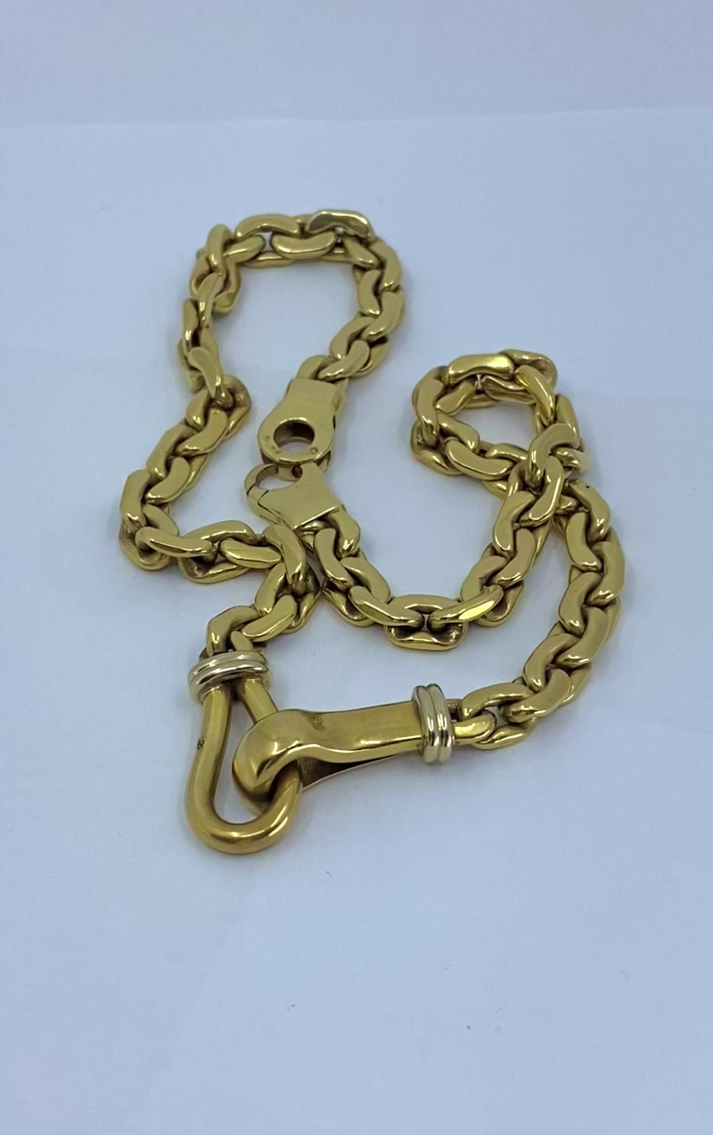 Vintage Italian 18k Gold Link Necklace Sculpted Front Element