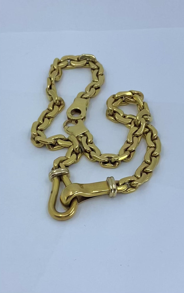 Vintage Italian 18k Gold Link Necklace Sculpted Front Element