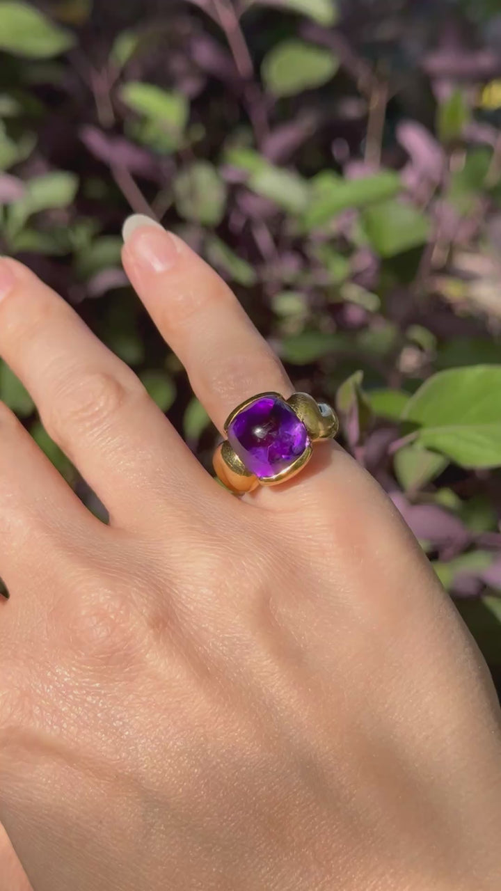 Gucci 18k Gold Amethyst Ring 6.5