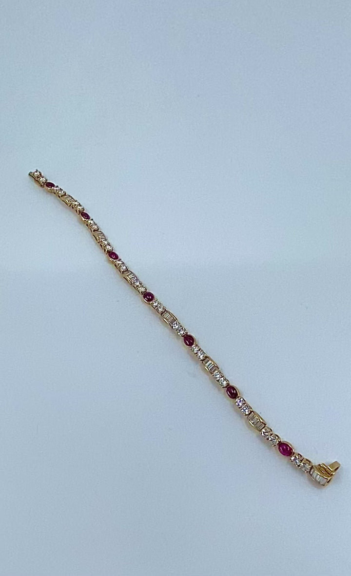 Boucheron Diamond Ruby 18k Gold Tennis Bracelet