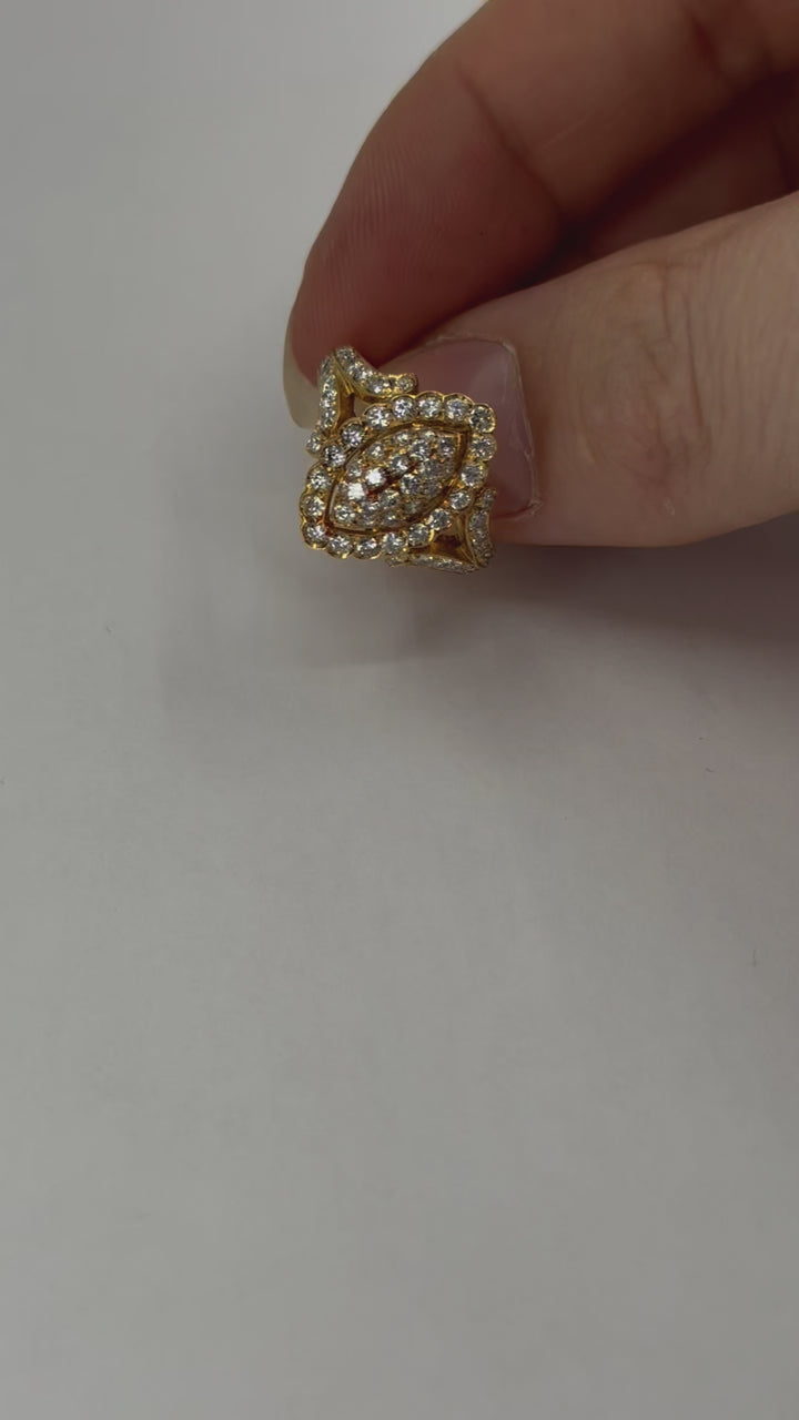 Vintage Cartier 18k Gold Diamond Marquise Cluster Ring