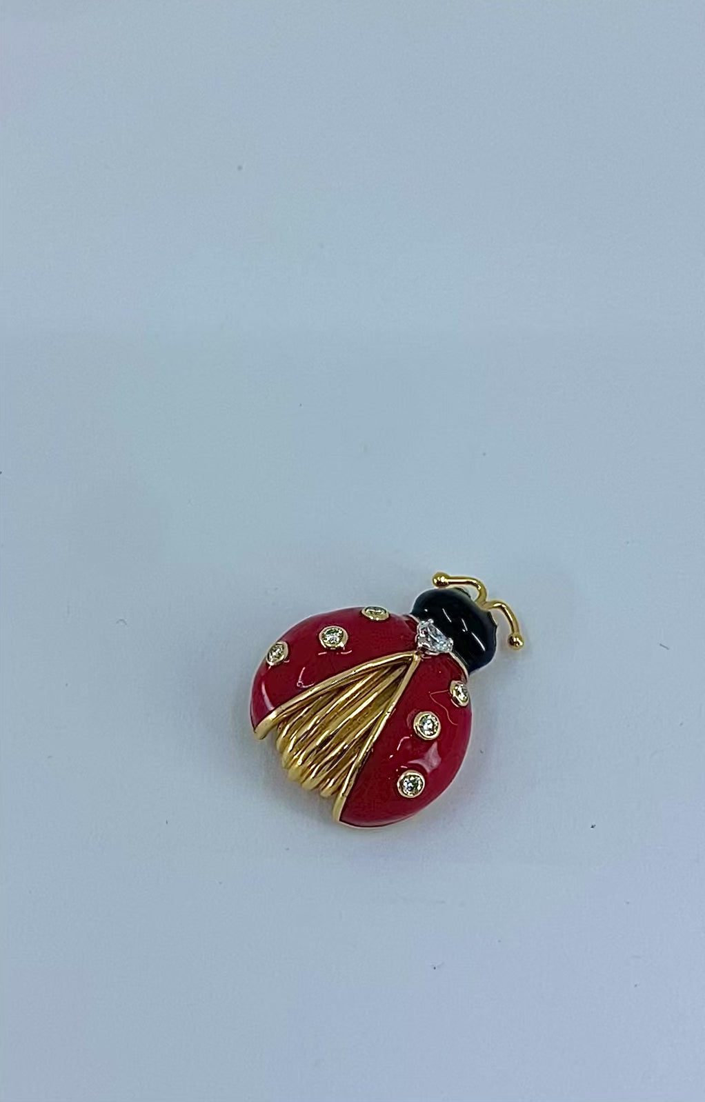 Oscar Heyman 18k Gold Diamond Enamel Ladybug Brooch