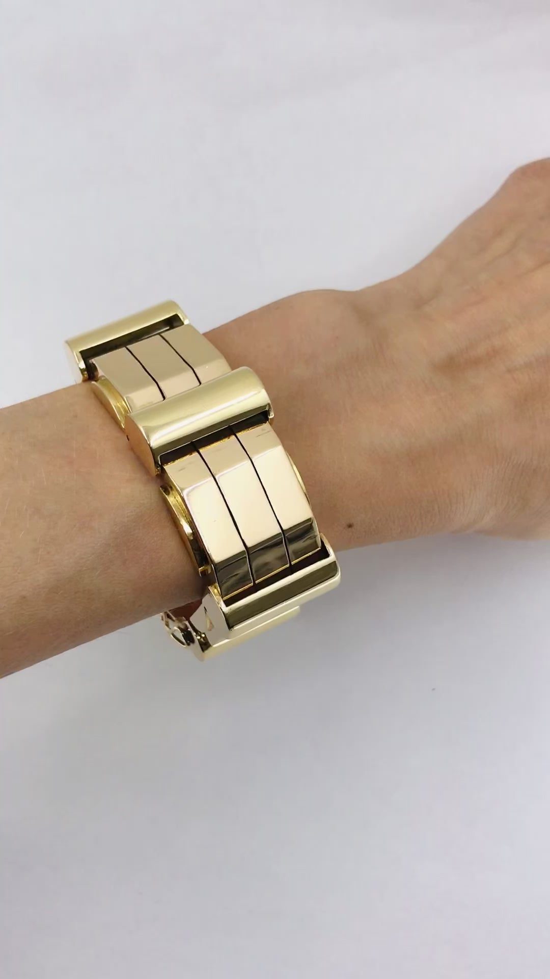 Retro French Tank Bracelet 18k Rose Yellow Gold