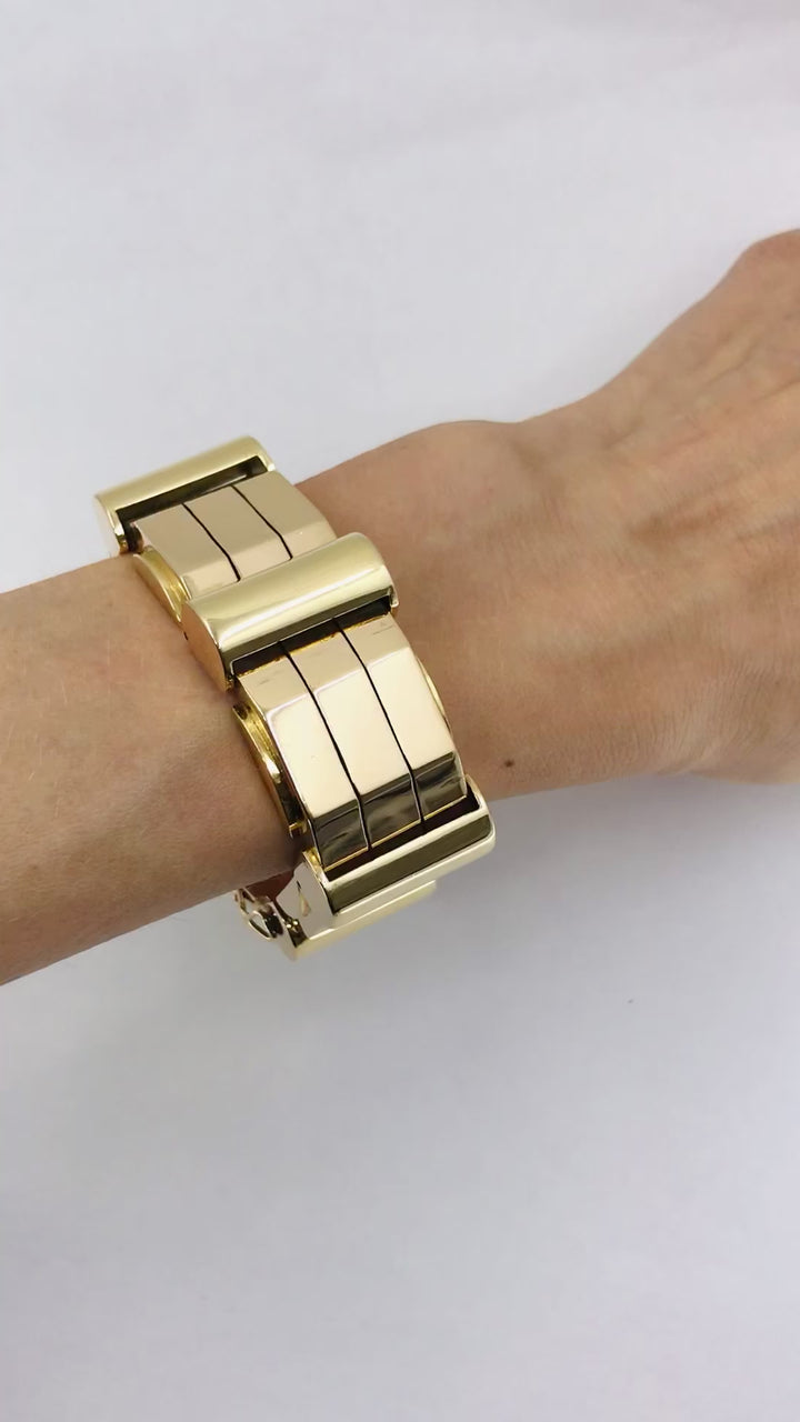Retro French Tank Bracelet 18k Rose Yellow Gold