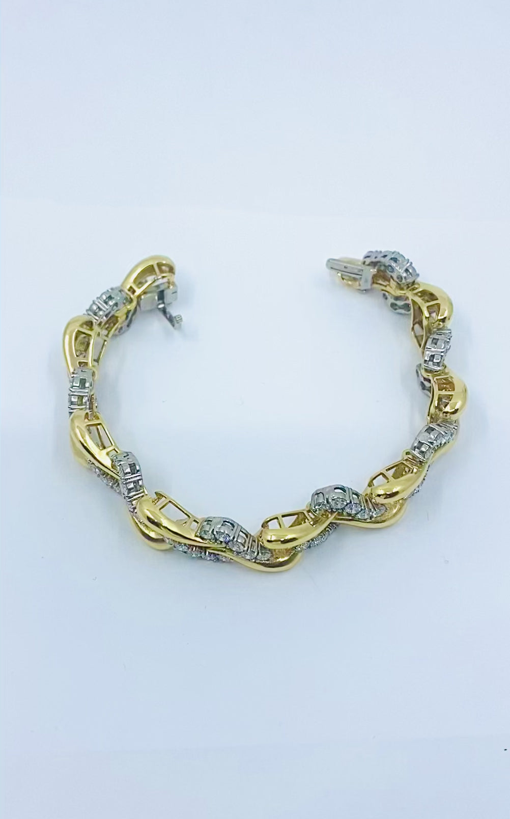 Vintage French Platinum & 18k Gold Diamond Bracelet