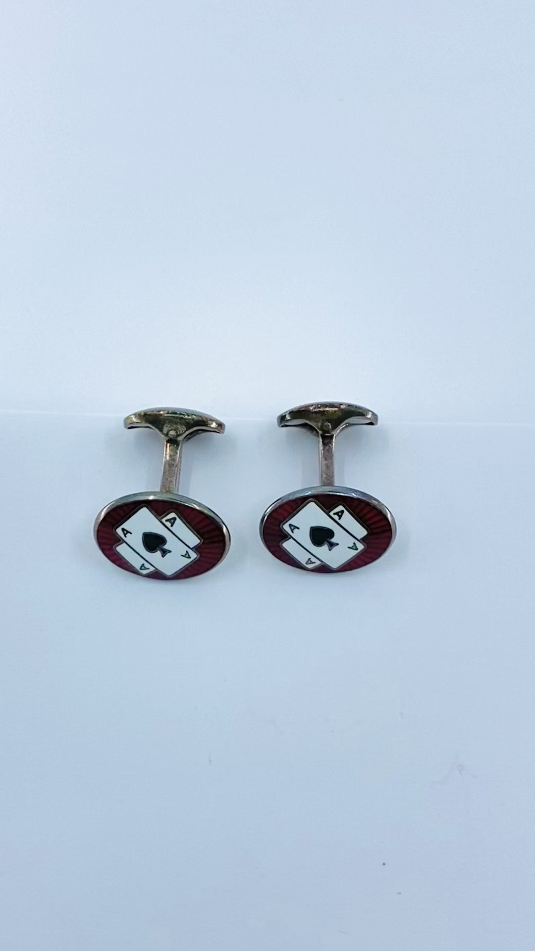 Deakin & Francis Silver Cufflinks Enamel Ace of Spades