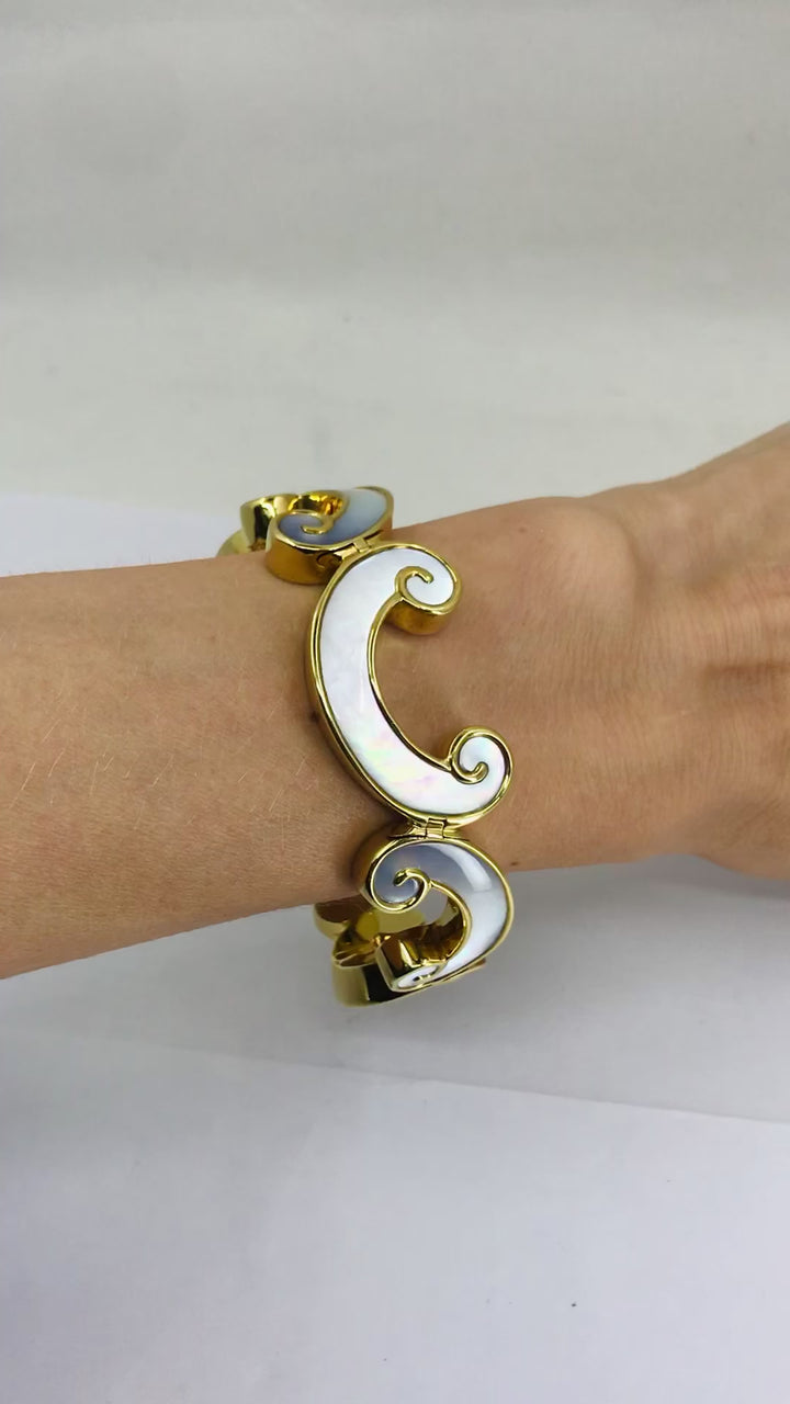 Vintage Angela Cummings 18K Gold and Mother of Pearl Bracelet