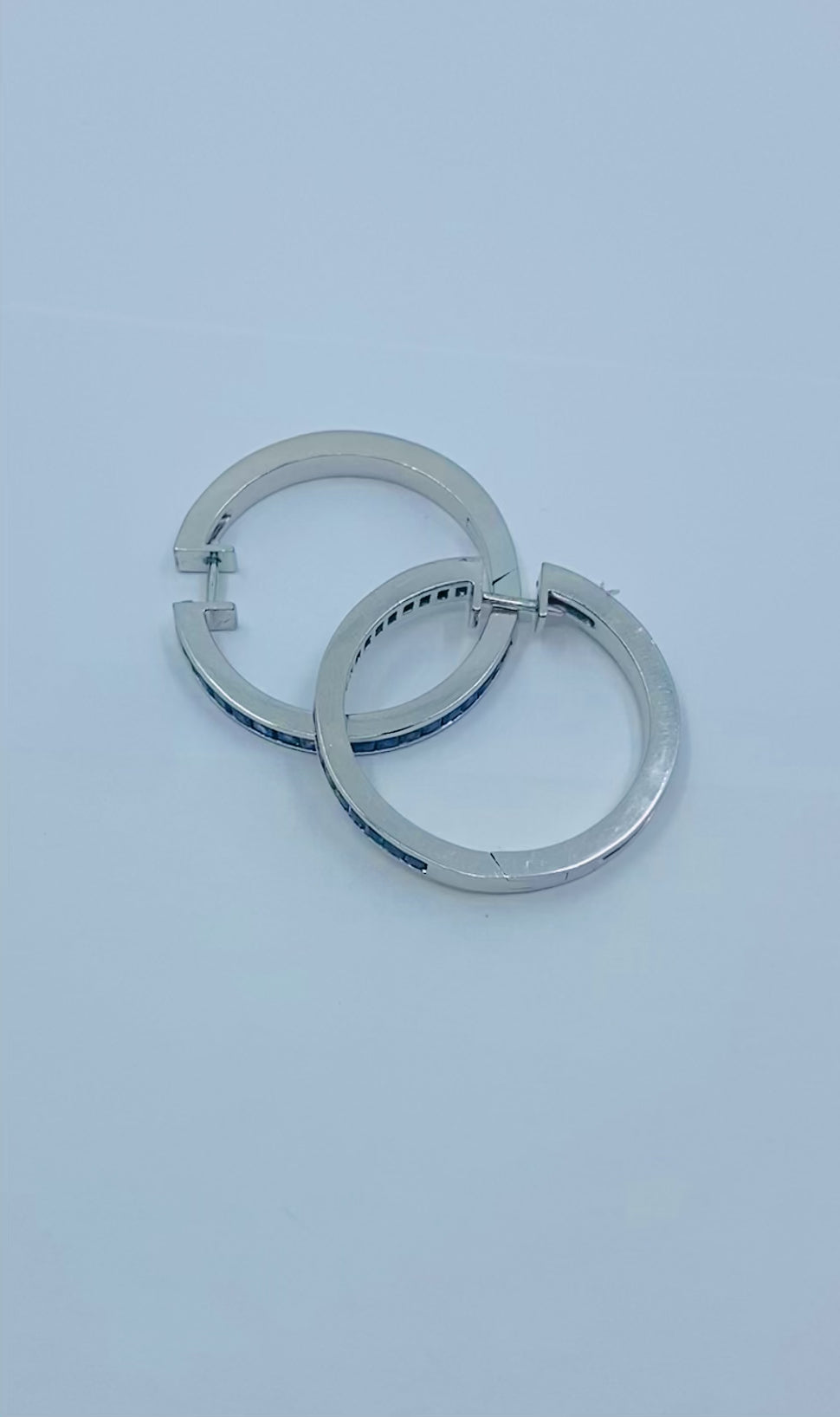 White Gold Sapphire Hoop Earrings