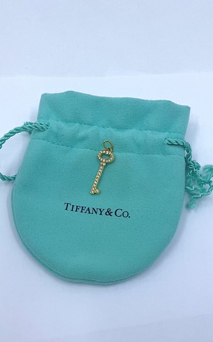 Tiffany & Co. 18k Yellow Gold Diamond Key Pendant