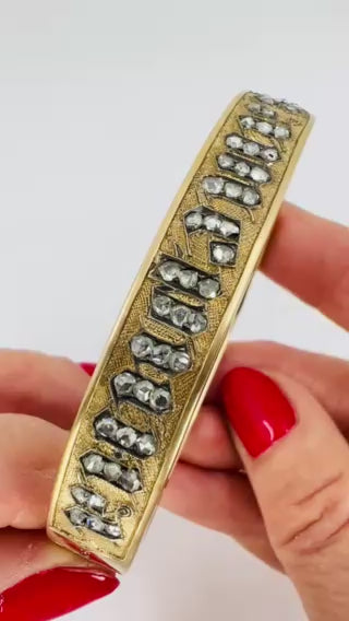 Victorian Imperial Russian 14k Gold Bracelet Rose Cut Diamonds Antique Estate Jewelry