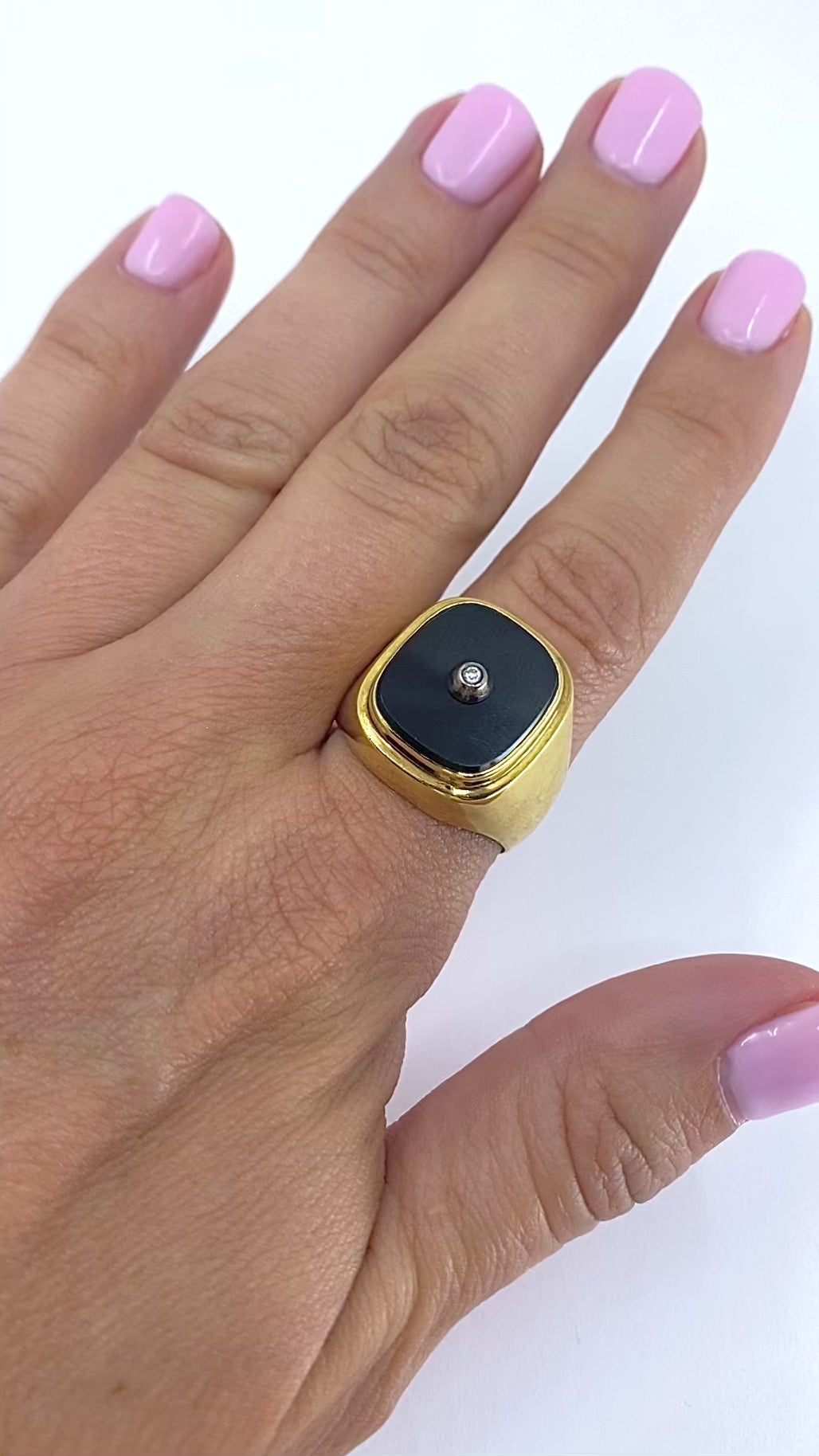 Onyx 14k Gold Men's Vintage Signet Ring