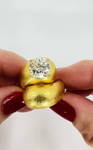 Old European Cut Diamond Ring Gold Bypass Cocktail Ring