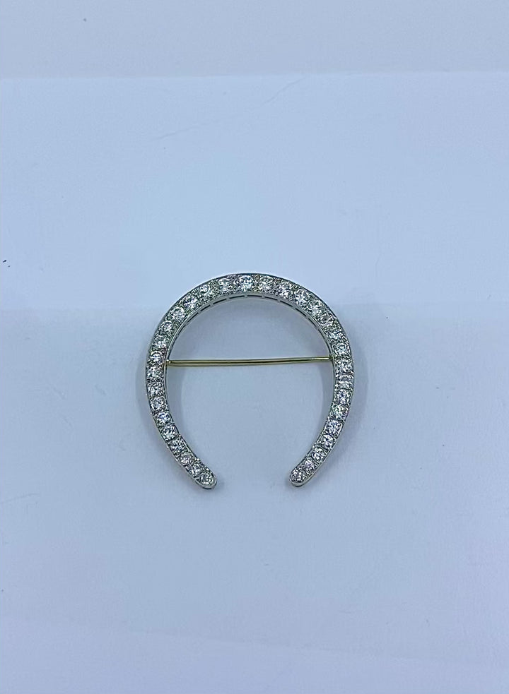 Edwardian Platinum Diamond Horseshoe Brooch