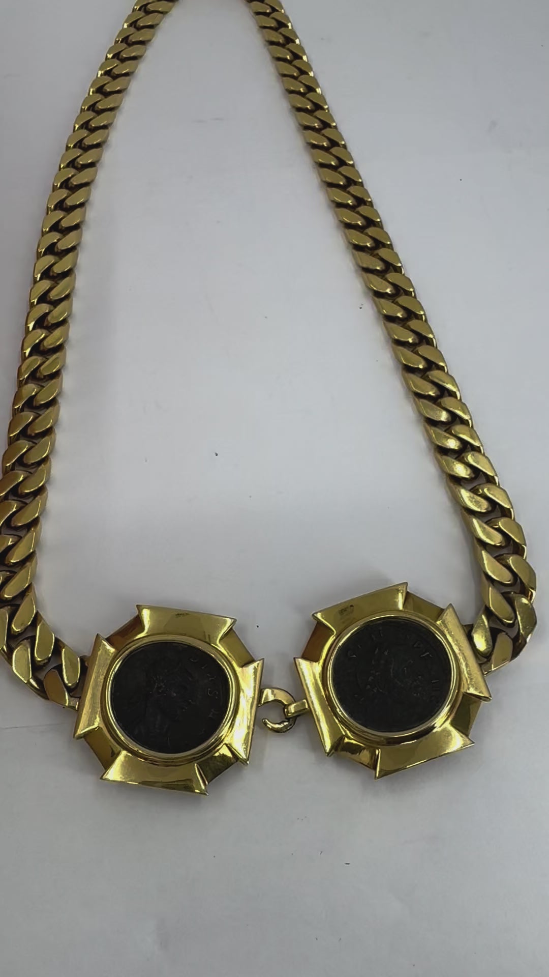 Vintage Bvlgari 18k Gold Monete Double Ancient Coin Necklace