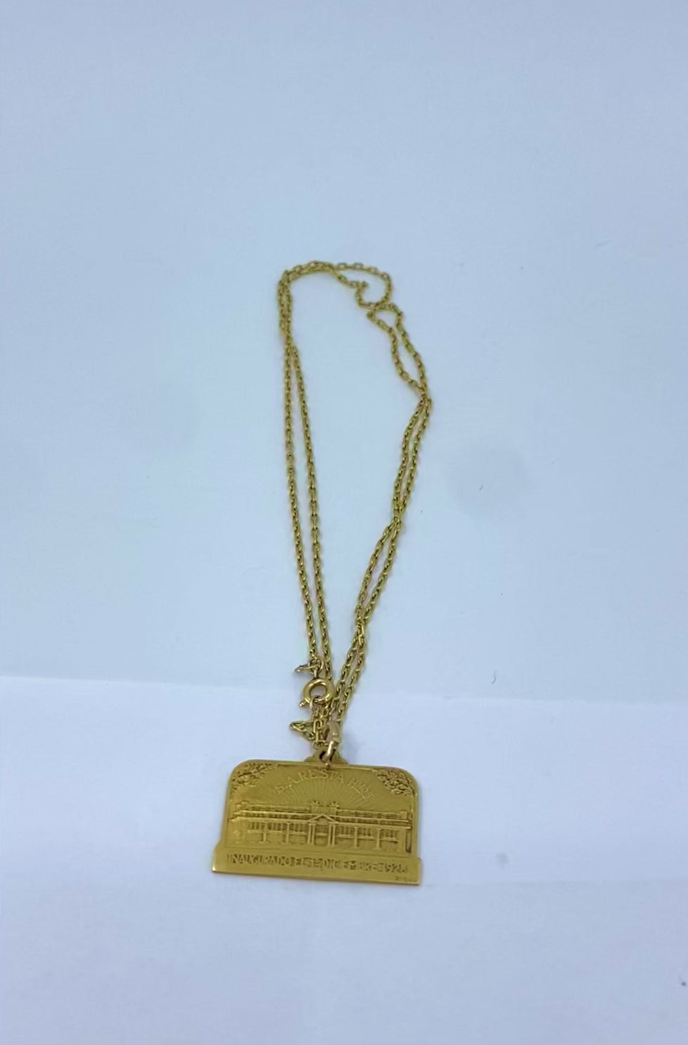 Vintage 1928 18k Gold Argentine Automobile Pendant 14k Chain Necklace