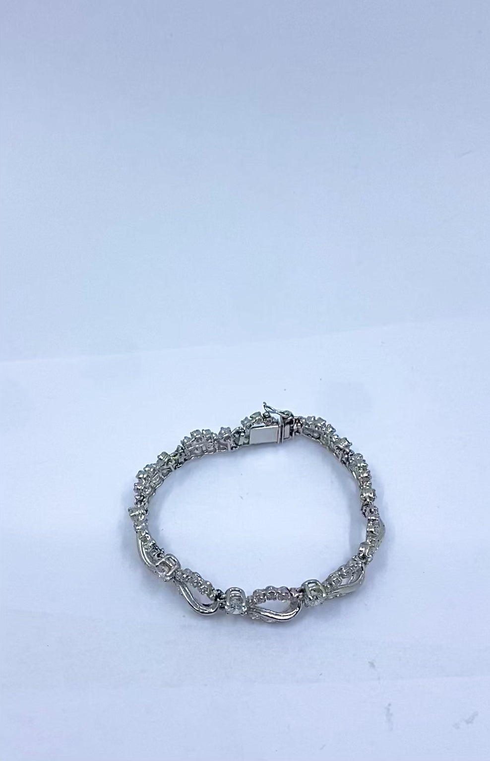 French Platinum Diamond Openwork Diamond Bracelet, 1960s