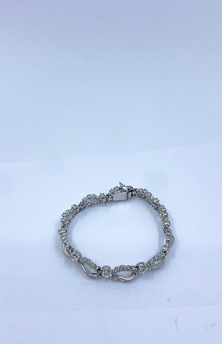 French Platinum Diamond Openwork Diamond Bracelet, 1960s