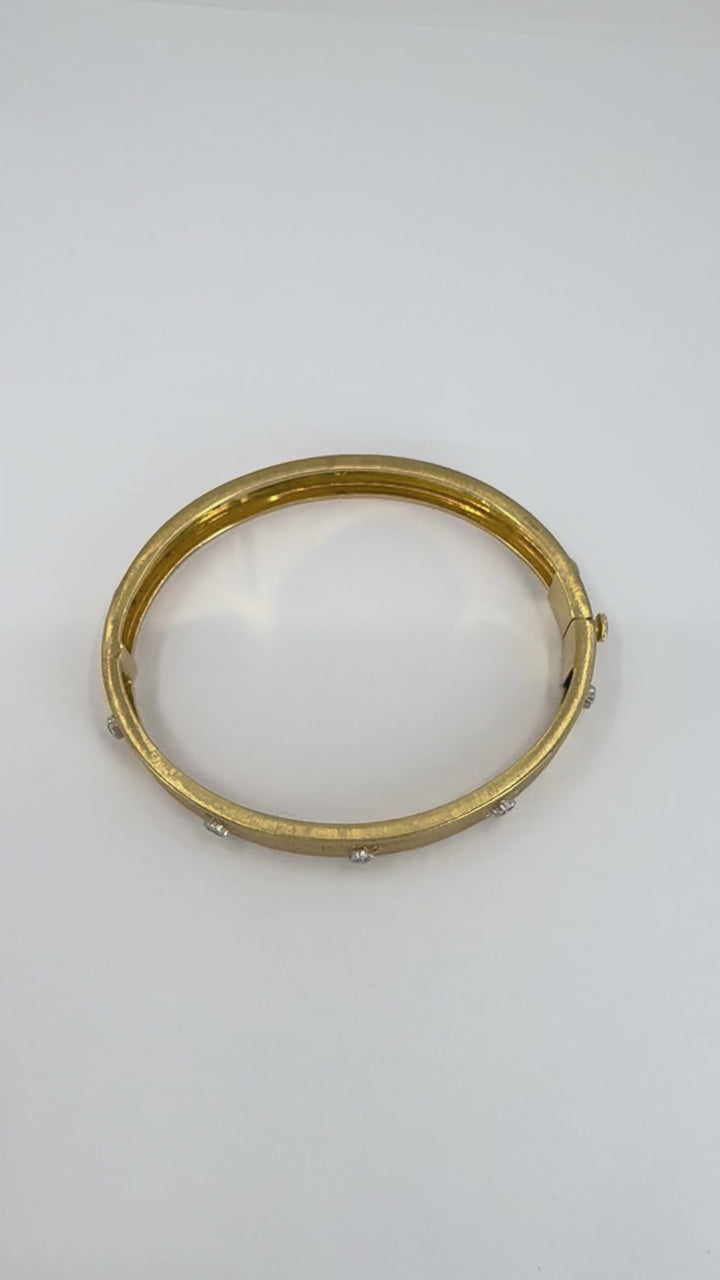 Vintage Buccellati 18k Gold Diamond Bangle Bracelet