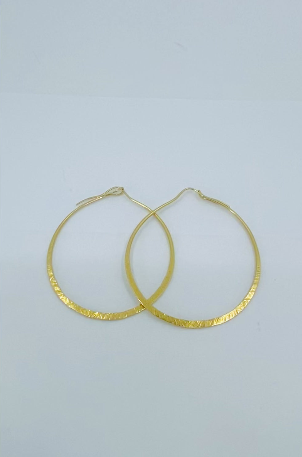 14k Hammered Gold Flat Hoop Earrings