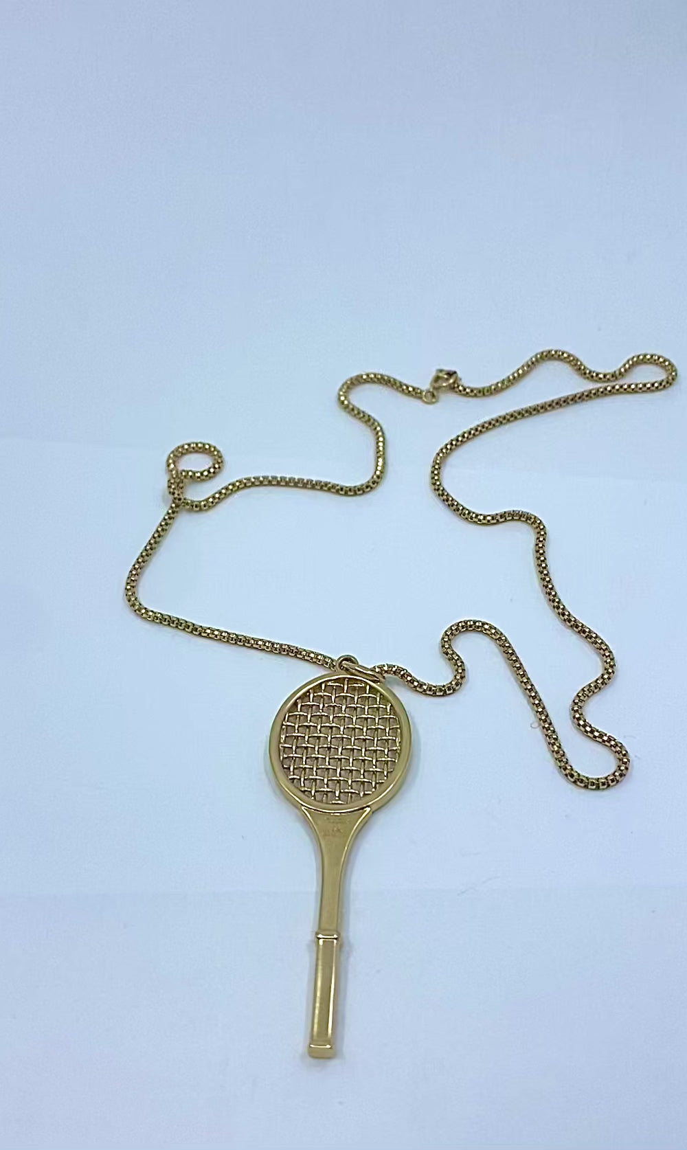 Vintage Cartier 14k Gold Tennis Racket Pendant & 14k Chain (Unsigned) Necklace