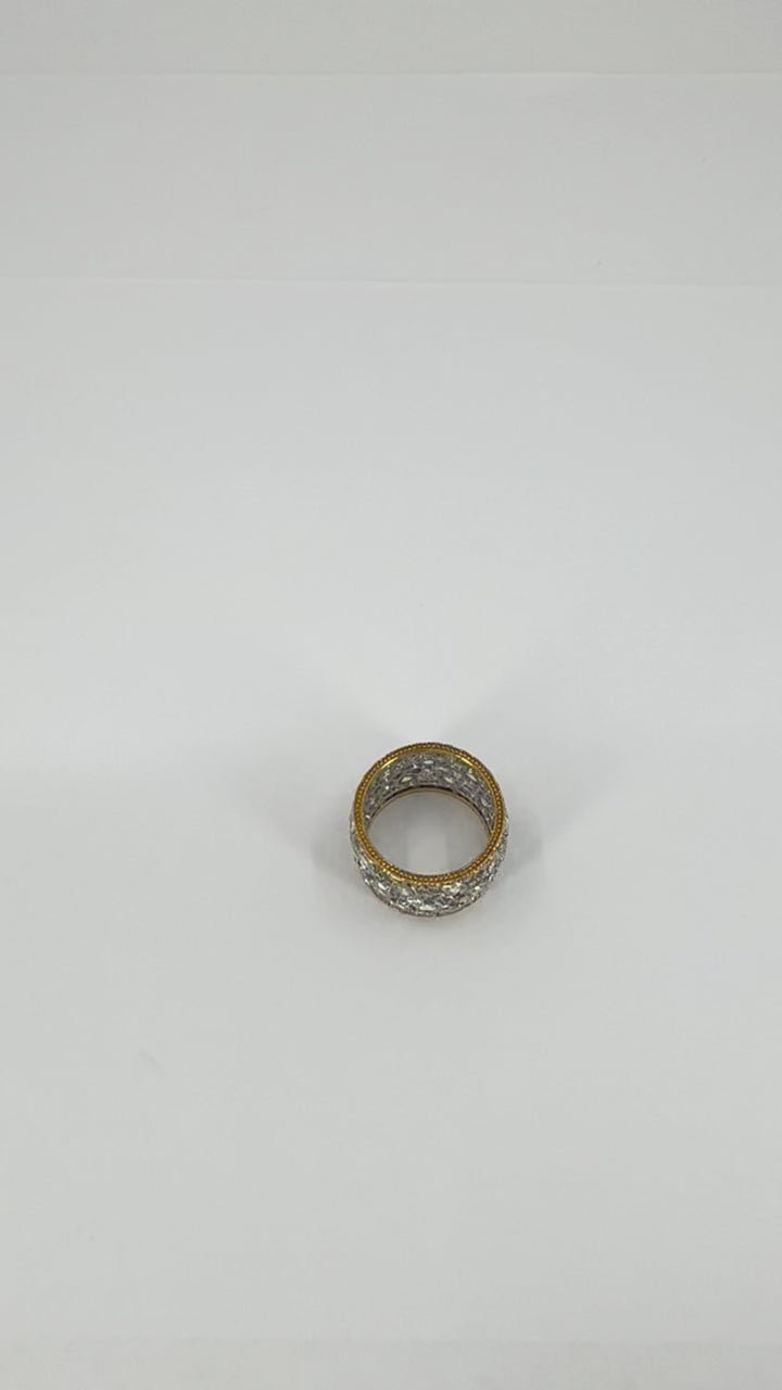 Vintage Buccellati 18k Two-tone Gold Diamond Open Work Band Ring