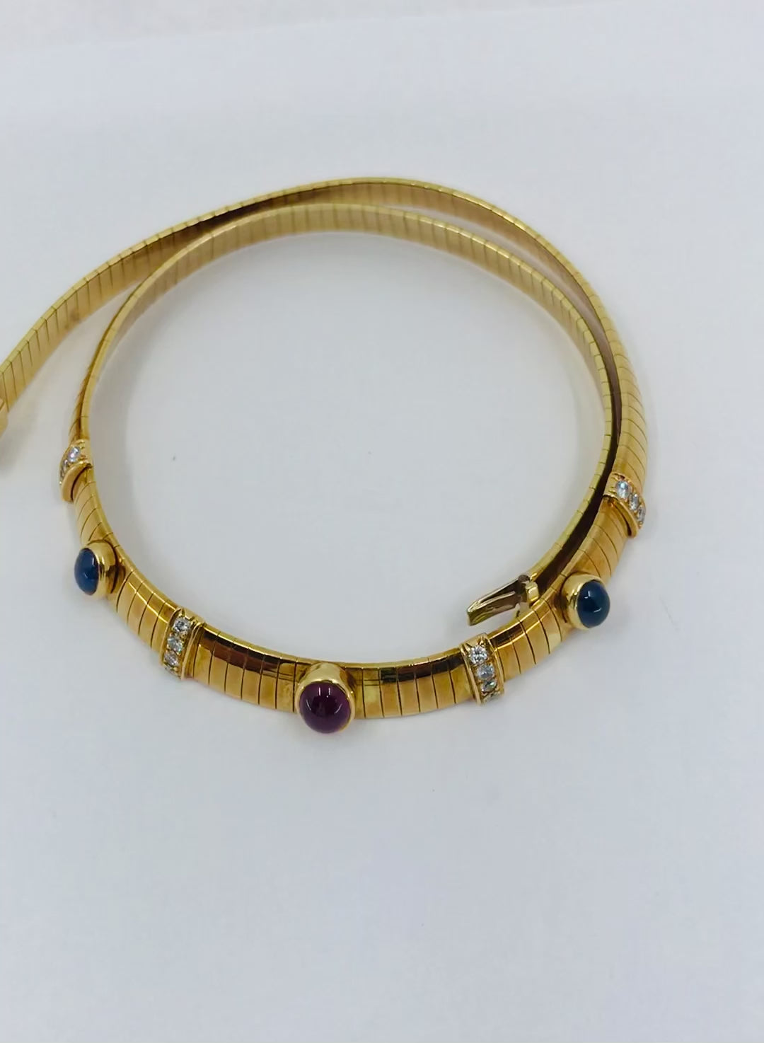 Vintage Van Cleef & Arpels 18k Gold Collar Necklace Sapphires Ruby Diamonds