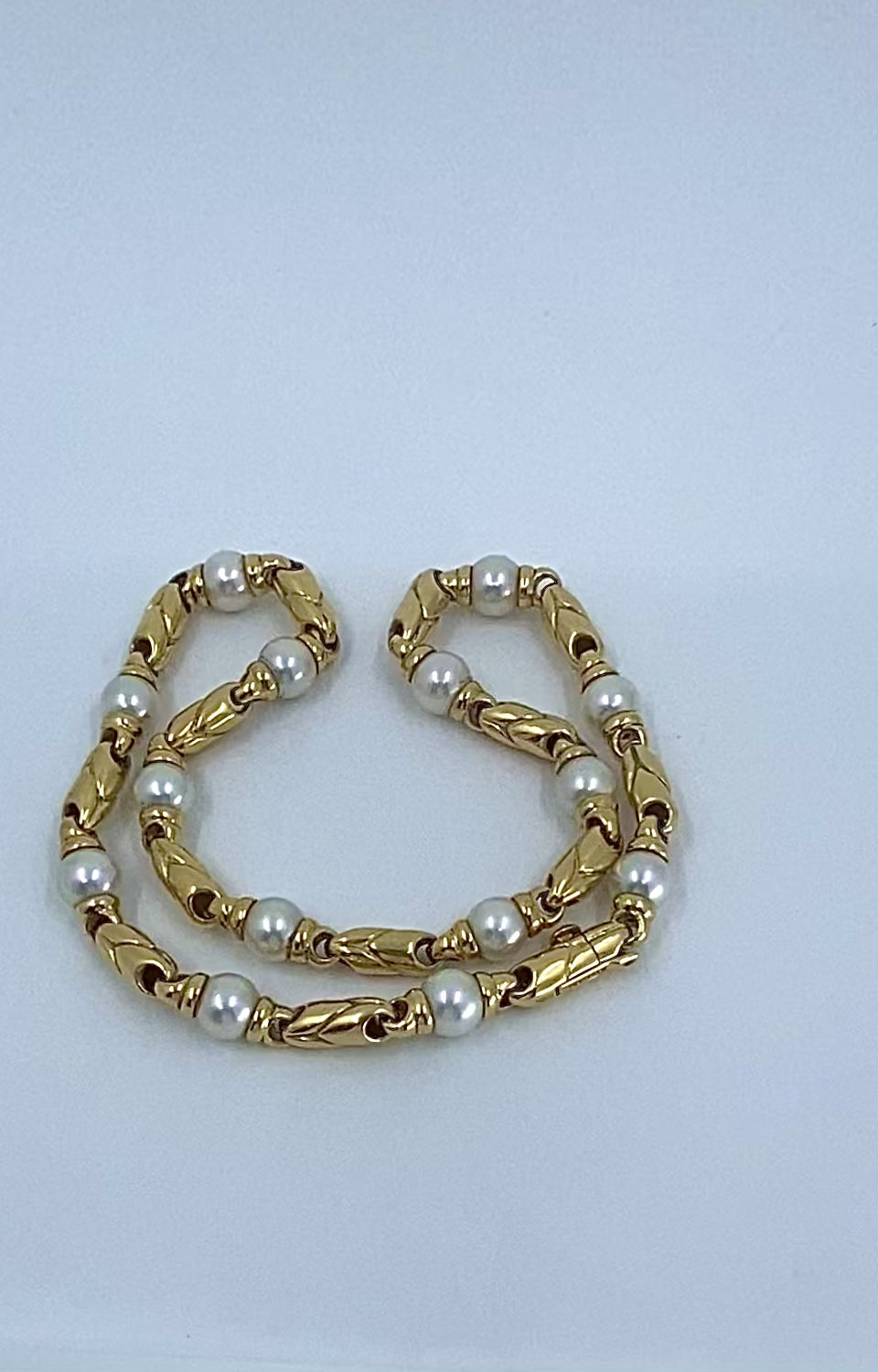 Bvlgari Bulgari Passo Doppio Pearl 18k Gold Link Necklace