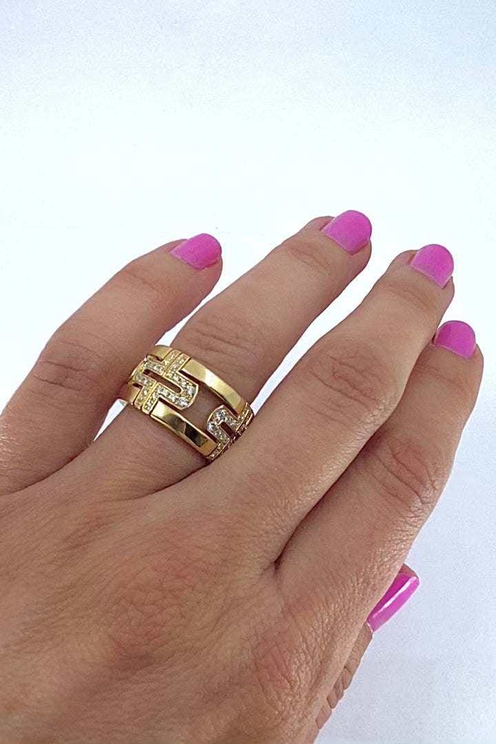 Bvlgari Bulgari Parentesi Diamond Ring 18k Gold Band Ring