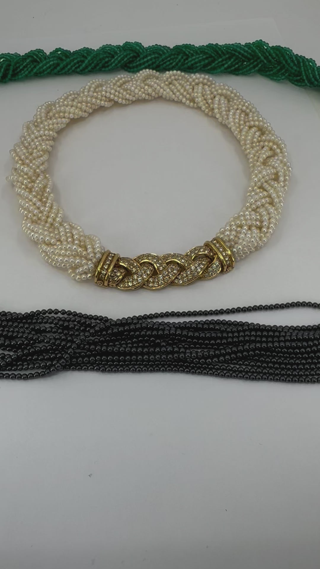 Van Cleef & Arpels Set 18k Gold Diamond Interchangeable Gemstone Bead Necklaces