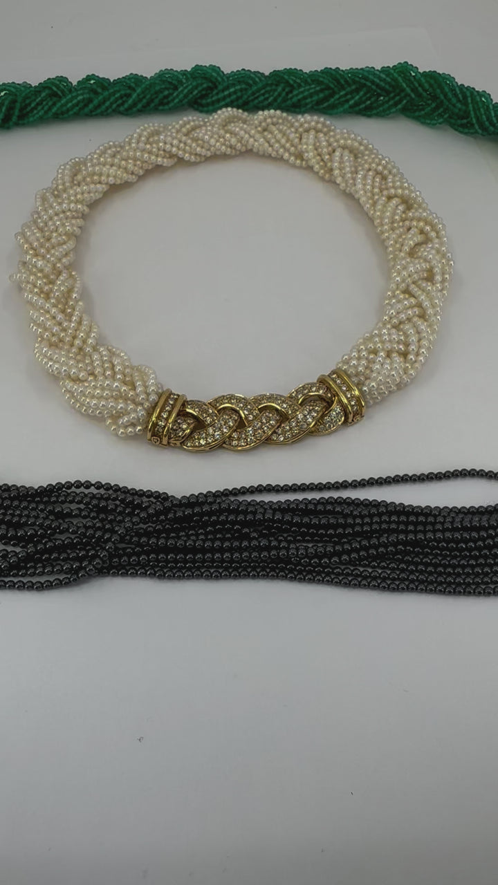 Van Cleef & Arpels Set 18k Gold Diamond Interchangeable Gemstone Bead Necklaces