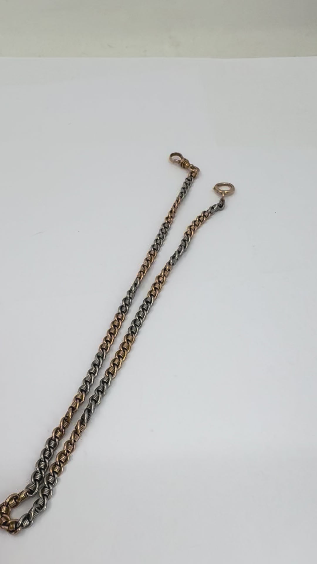 Vintage 14k Rose Gold Platinum Watch Chain Necklace