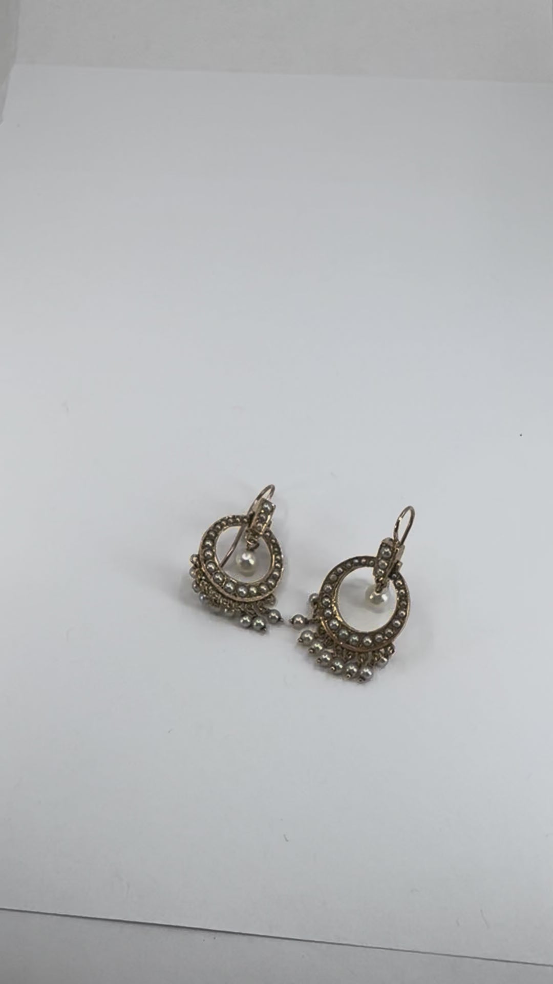 Antique Edwardian 14K Gold Pearl Drop Earrings