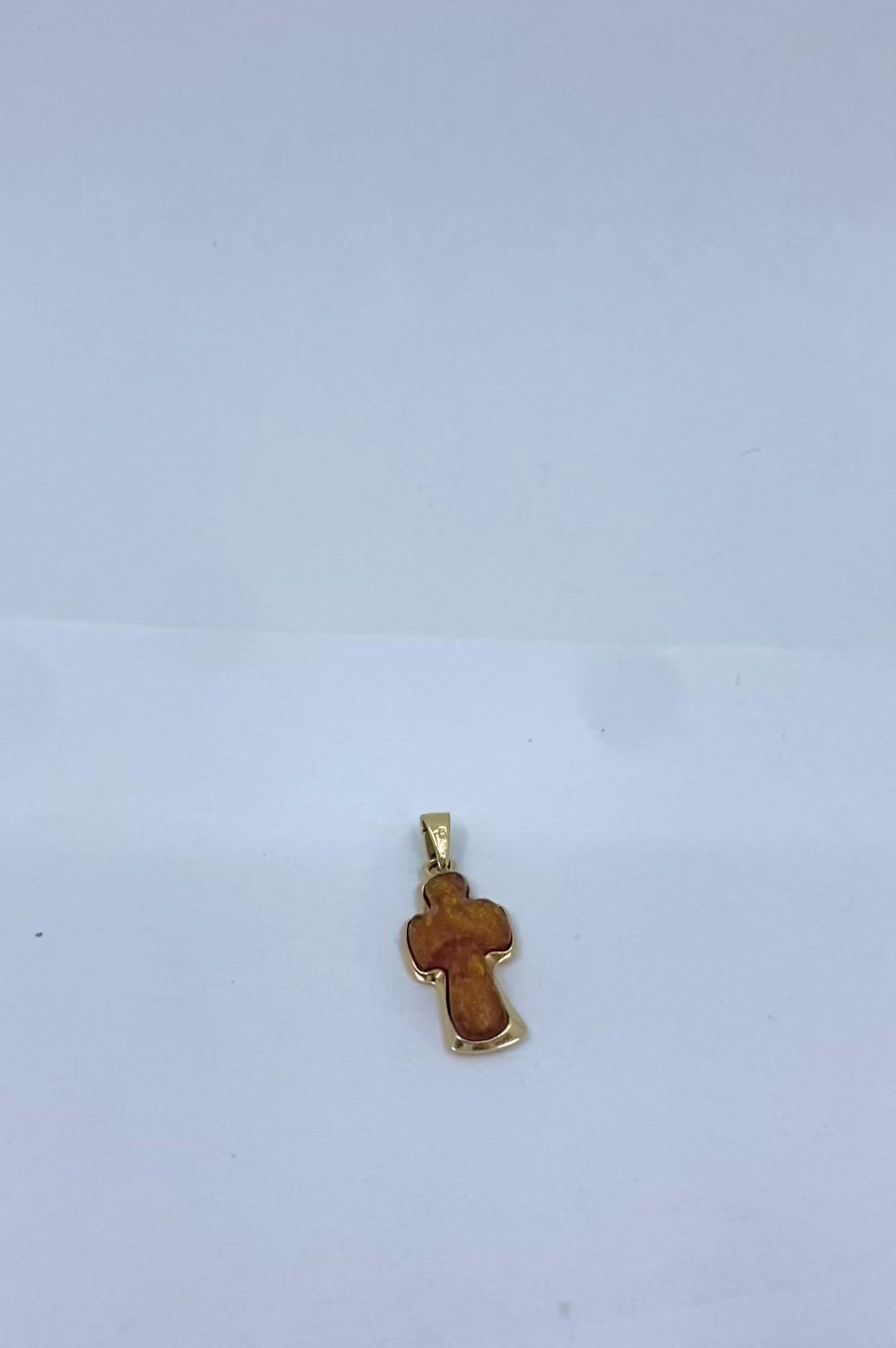 Vintage 14k Gold Baltic Amber Cross Pendant