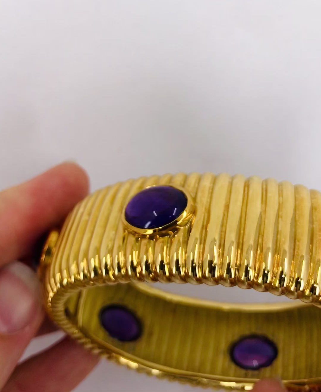 Amethyst Bracelet Tambetti 18k Gold Bangle Vintage Jewelry