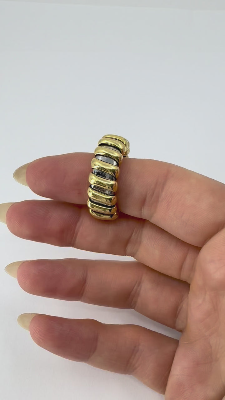 Vintage Bvlgari 18k Gold Stainless Steel Ring