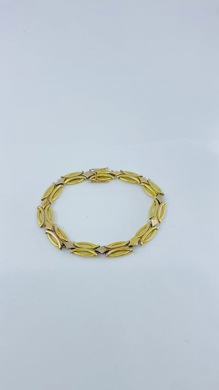 Vintage Two-Tone 14k Gold Link Bracelet