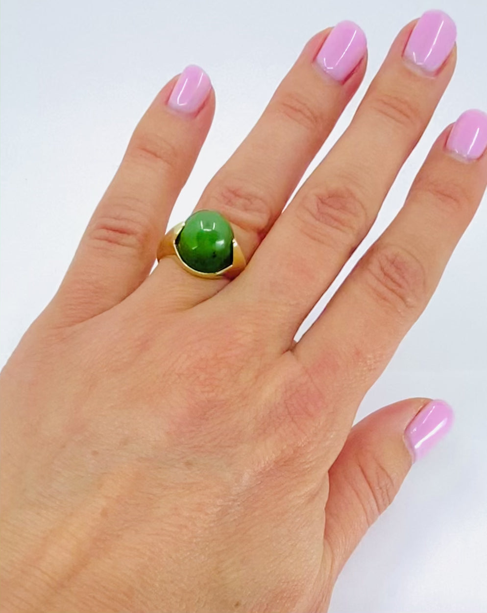 Vintage Green Jade Ring 14k Gold