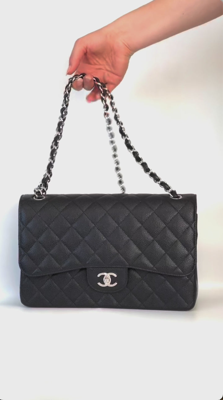 Chanel Jumbo Caviar Leather Black Classic Flap Bag