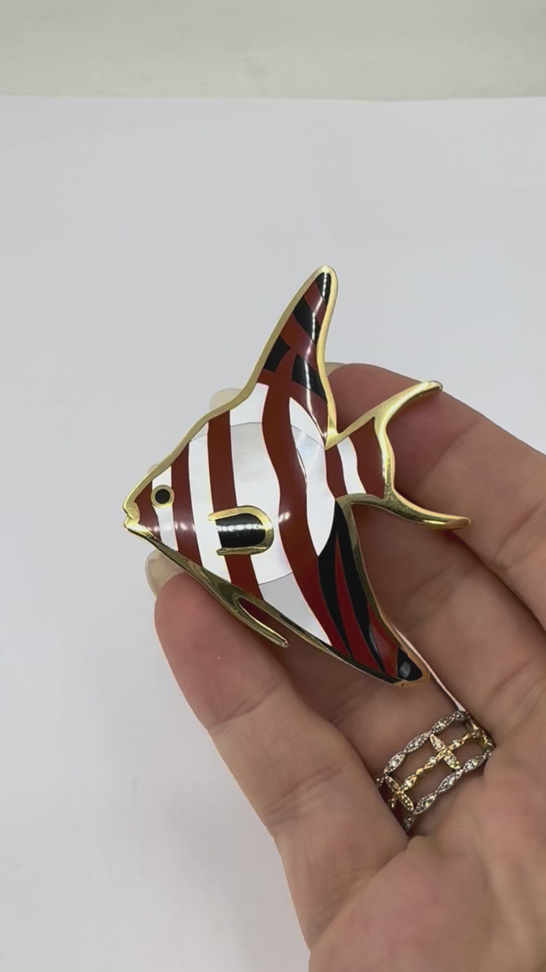 Tiffany & Co. 18k Gold Gemstone Angel Fish Brooch