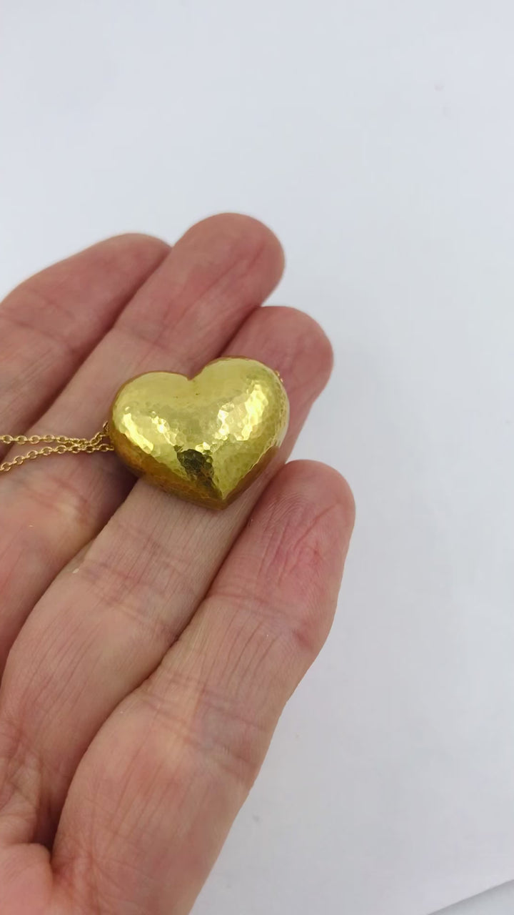 Vintage Paloma Picasso for Tiffany & Co. Gold Heart Necklace Original Pouch