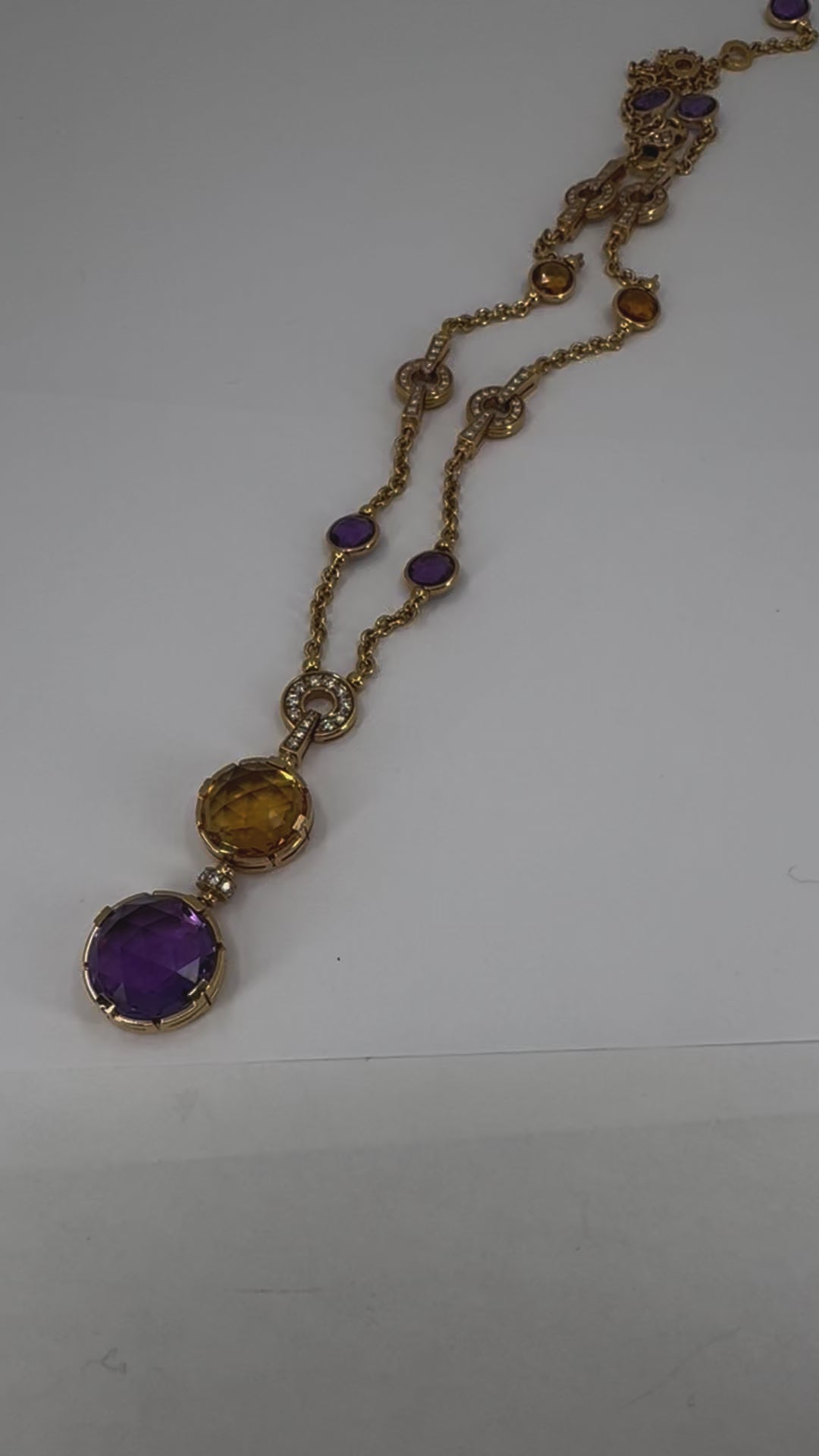 Bvlgari 18k Gold Amethyst Citrine Diamond Parentesi Lavalier Necklace