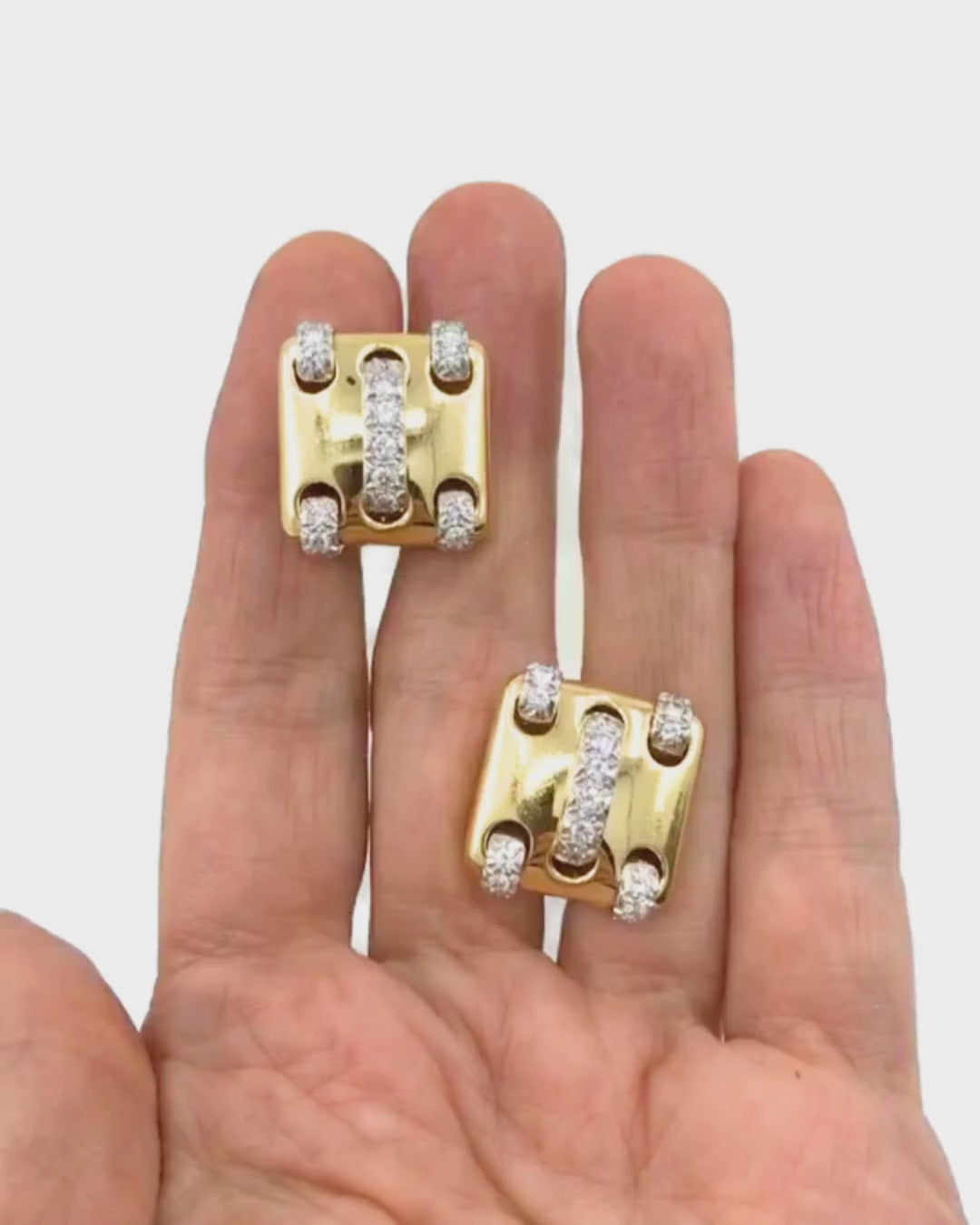 Vintage Cartier Earrings 18k Gold Diamond Stitch Design