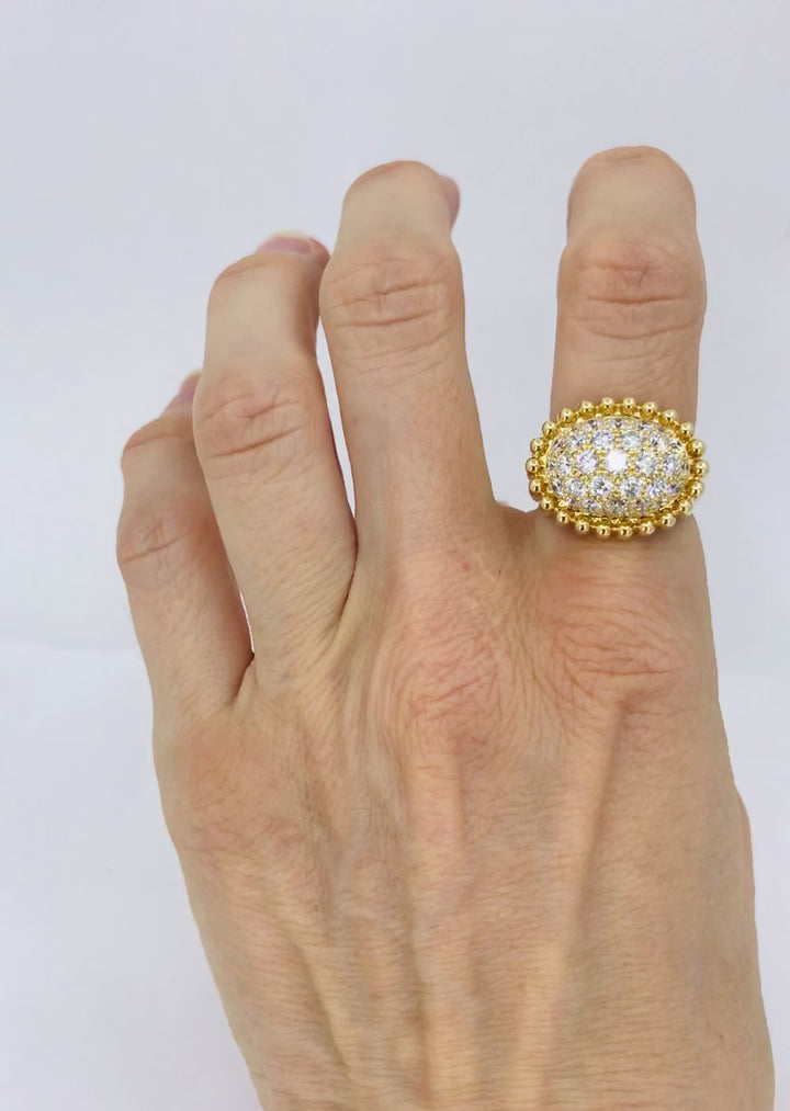 Mikimoto Diamond Ring 18k Gold Cocktail Ring